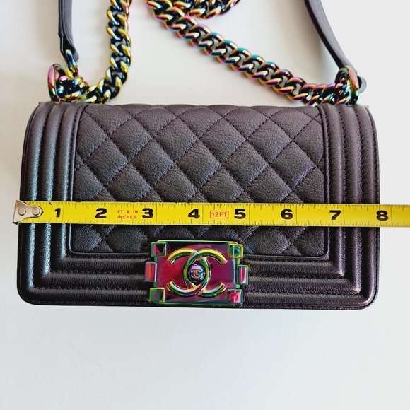 Chanel Purple Iridescent Quilted Leather Small Boy Flap Shoulder Bag - Picture 9 of 16